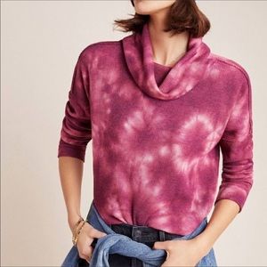 Anthro Maeve pink tie dye cowl neck shirt